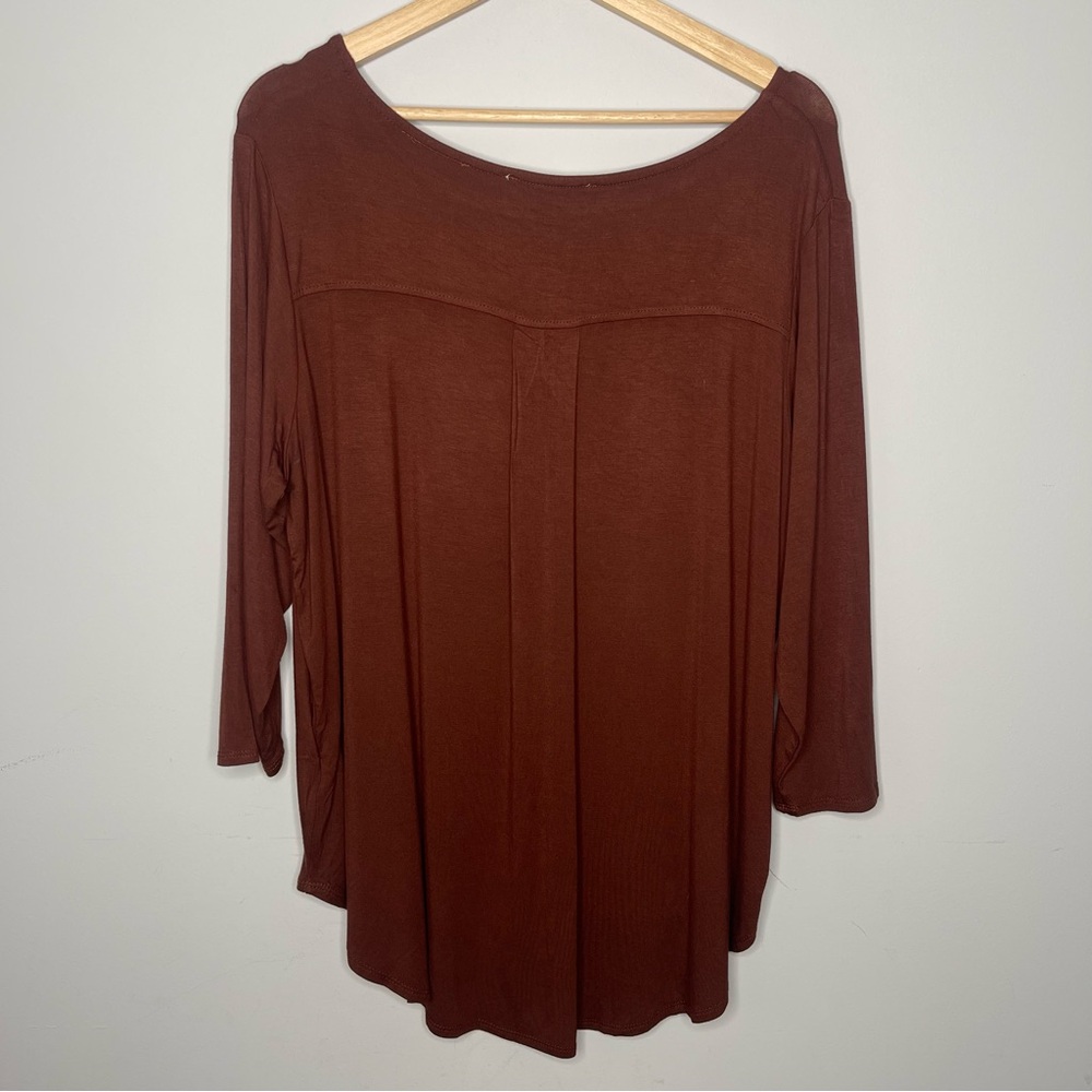 Philosophy Pleat back Long Sleeve Crew Neck Top (1X-Large) - Picture 4 of 5